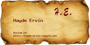 Hayde Ervin névjegykártya
